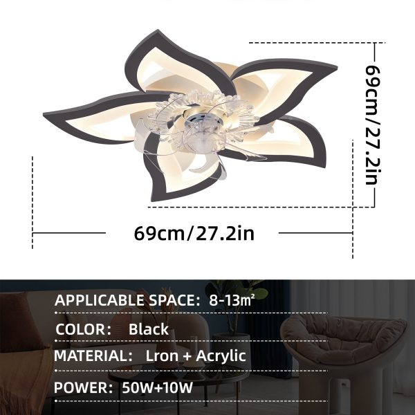 27In Ceiling Fan with Lights Remote Contro Dimmable LED,6 Gear Wind Speed Fan Light Discount