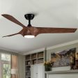 56 In.Intergrated LED Ceiling Fan with Brown Wood Grain ABS Blade Hot on Sale