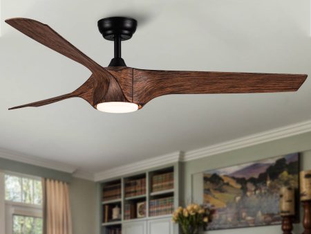 56 In.Intergrated LED Ceiling Fan with Brown Wood Grain ABS Blade Hot on Sale