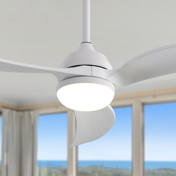 52 Inch Indoor Ceiling Fan With Dimmable Led Light 3 Solid Wood Blades Remote Control Reversible DC Motor White For Living Room Online now