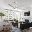 52 Inch Modern Ceiling Fan With Dimmable LED Light 5 Solid Wood Blades Smart Remote Control Reversible DC Motor Discount