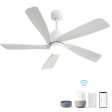 52 Inch Modern Ceiling Fan With Dimmable LED Light 5 Solid Wood Blades Smart Remote Control Reversible DC Motor Discount