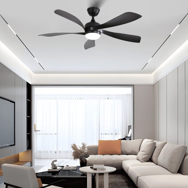 52 Inch Modern Ceiling Fan With 3 Color Dimmable 5 ABS Blades Remote Control Reversible DC Motor With Led Light Online Sale