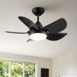 30 In Intergrated LED Ceiling Fan Lighting with Matte Black ABS Blade Sale