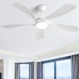 52 Inch Modern Led Ceiling Fan With 3 Color Dimmable 5 ABS Blades Remote Control Reversible DC Motor White For Bedroom Online Sale