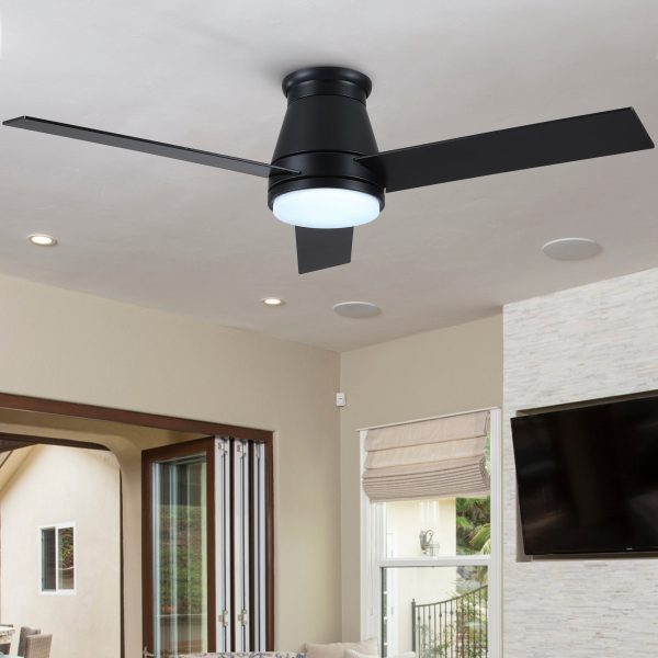 48  Black Lowe Profile Ceiling Fan with Light For Sale